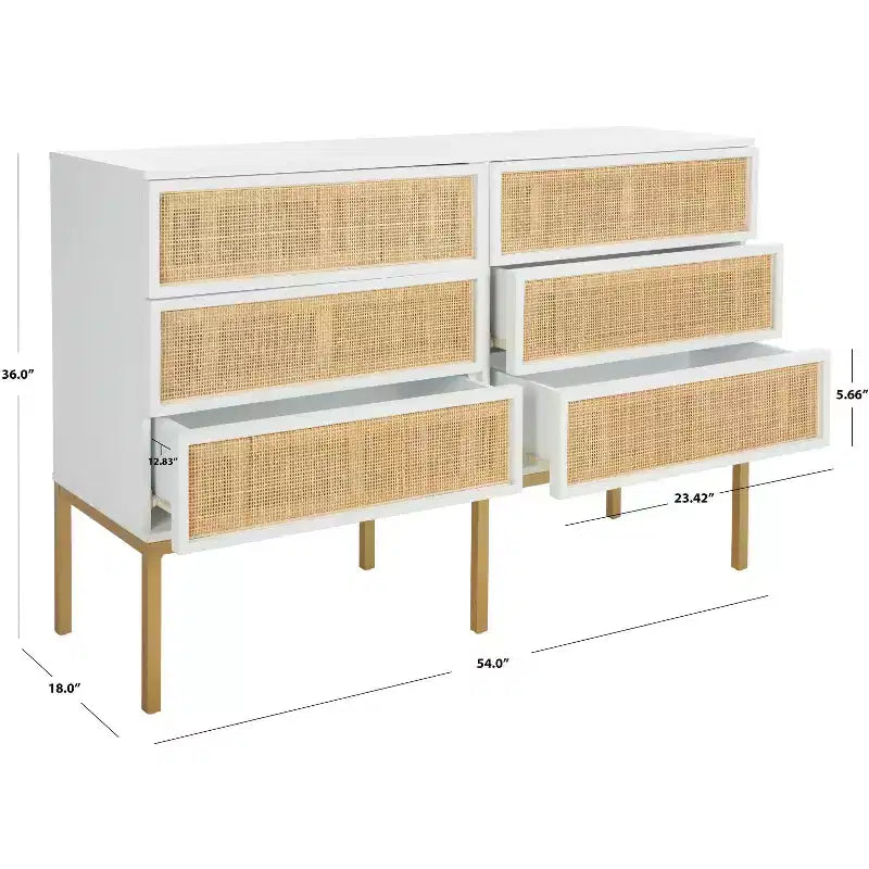 Commode 6 tiroirs en rotin Zadie - DRS5003 - Safavieh