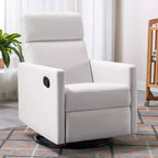 Fauteuil moderne Okak pour chambre à coucher, chaise berçante de crèche rembourrée, fauteuil inclinable pivotant et coulissant en peluche