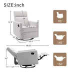 Fauteuil moderne Okak pour chambre à coucher, chaise berçante de crèche rembourrée, fauteuil inclinable pivotant et coulissant en peluche