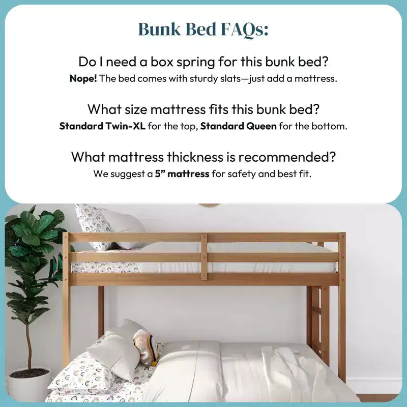 Now Furniture - Lit superposé pour enfants, grand lit simple XL sur grand lit double, bois d'ingénierie