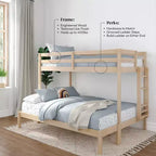 Now Furniture - Lit superposé pour enfants, grand lit simple XL sur grand lit double, bois d'ingénierie