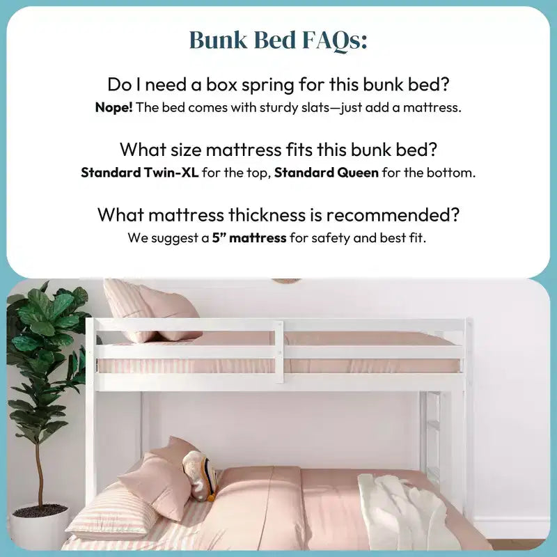 Now Furniture - Lit superposé pour enfants, grand lit simple XL sur grand lit double, bois d'ingénierie