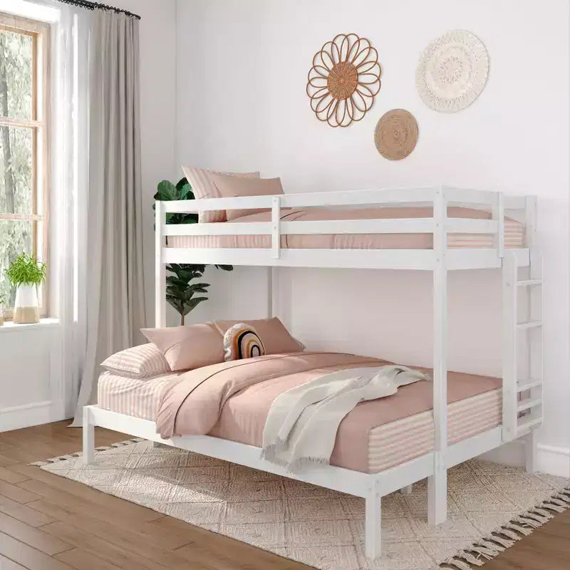 Now Furniture - Lit superposé pour enfants, grand lit simple XL sur grand lit double, bois d'ingénierie