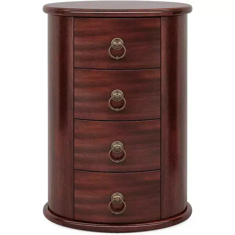 Lantine Fully Assembled End Table, Round Side Table with 4 Drawers for Living Room Bedroom