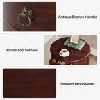 Table d'appoint Lantine entièrement assemblée, table d'appoint ronde avec 4 tiroirs pour salon ou chambre à coucher