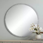 Miroir mural rond Possini Euro Harriet de 86,4 cm de large avec faux marbre blanc de Possini Euro Design