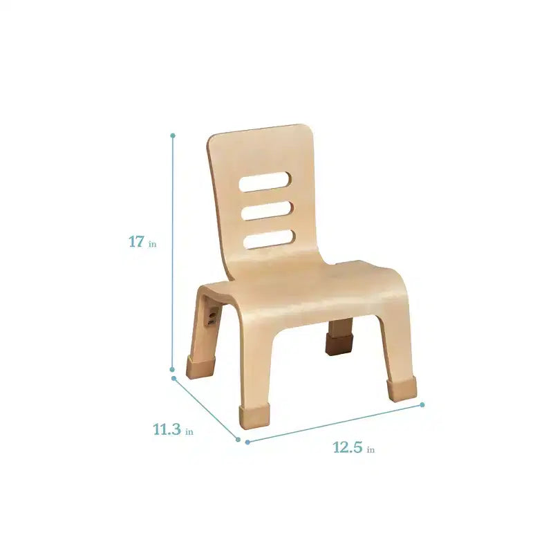 Chaise empilable ECR4Kids en bois courbé, hauteur d'assise de 20 cm, mobilier Montessori, lot de 2