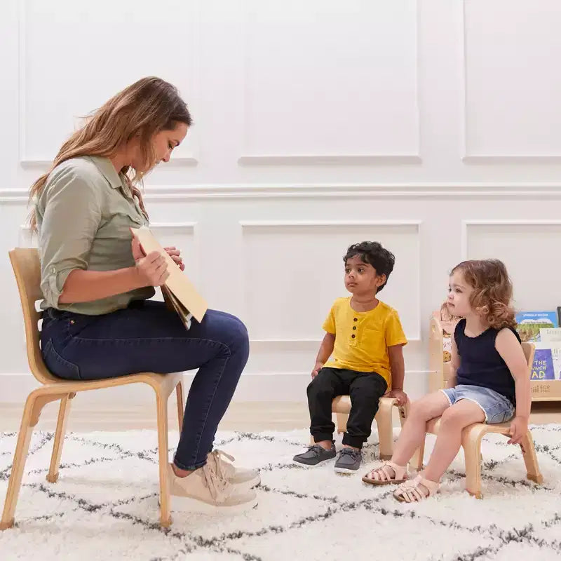 Chaise empilable ECR4Kids en bois courbé, hauteur d'assise de 20 cm, mobilier Montessori, lot de 2