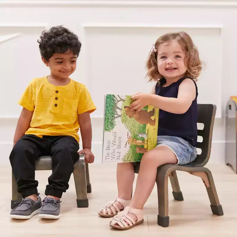 Chaise empilable ECR4Kids en bois courbé, hauteur d'assise de 20 cm, mobilier Montessori, lot de 2