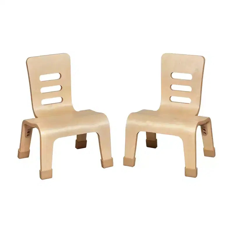 Chaise empilable ECR4Kids en bois courbé, hauteur d'assise de 20 cm, mobilier Montessori, lot de 2
