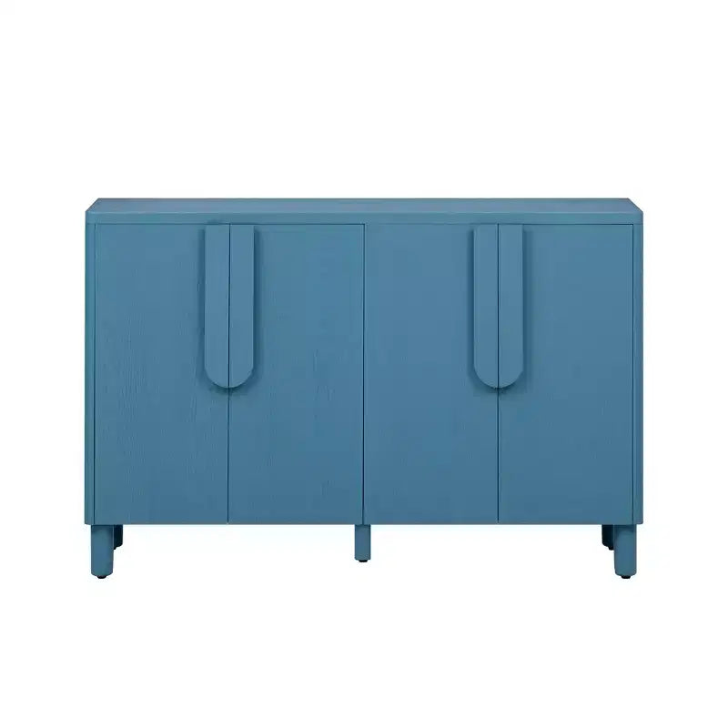 Buffet 4 portes avec rangement, buffet en bois avec poignées incurvées uniques et étagères réglables pour salle à manger