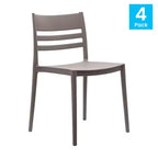 Flash Furniture Bridgeport Lot de 4 Chaises de Patio Empilables Intérieur-Extérieur avec Dossier à Lattes, Chaise en Résine Tout Temps de Qualité Commerciale