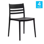 Flash Furniture Bridgeport Lot de 4 Chaises de Patio Empilables Intérieur-Extérieur avec Dossier à Lattes, Chaise en Résine Tout Temps de Qualité Commerciale