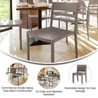 Flash Furniture Bridgeport Lot de 4 Chaises de Patio Empilables Intérieur-Extérieur avec Dossier à Lattes, Chaise en Résine Tout Temps de Qualité Commerciale