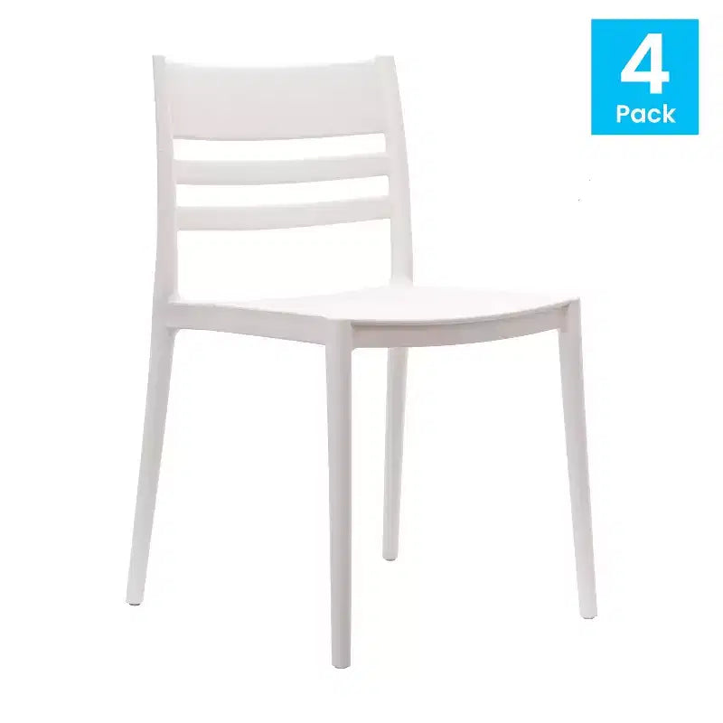 Flash Furniture Bridgeport Lot de 4 Chaises de Patio Empilables Intérieur-Extérieur avec Dossier à Lattes, Chaise en Résine Tout Temps de Qualité Commerciale