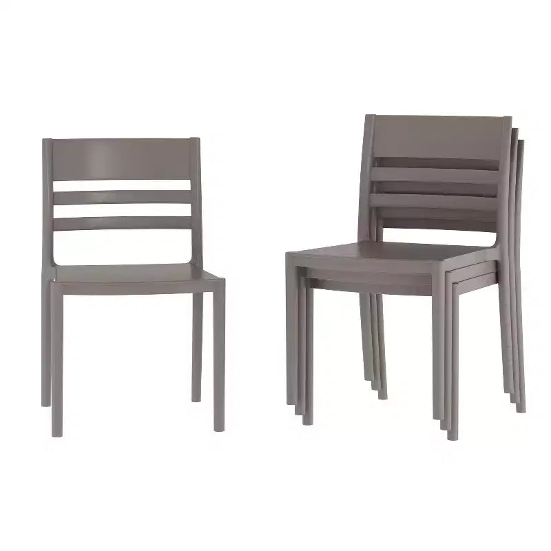 Flash Furniture Bridgeport Lot de 4 Chaises de Patio Empilables Intérieur-Extérieur avec Dossier à Lattes, Chaise en Résine Tout Temps de Qualité Commerciale