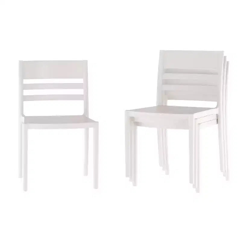 Flash Furniture Bridgeport Lot de 4 Chaises de Patio Empilables Intérieur-Extérieur avec Dossier à Lattes, Chaise en Résine Tout Temps de Qualité Commerciale