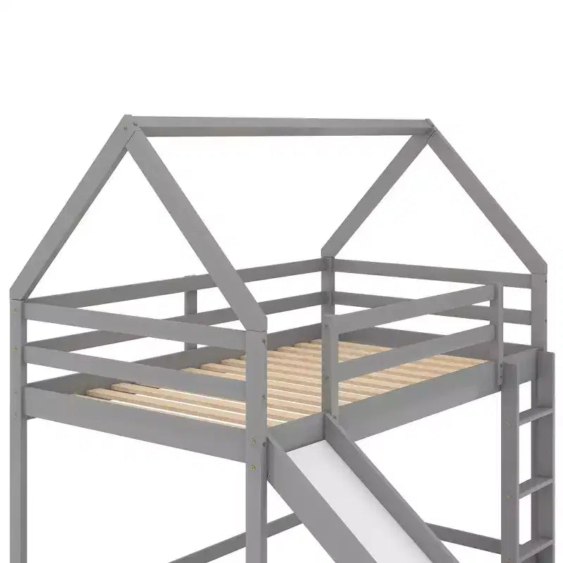 Lit superposé cabane Whisen une place avec toboggan et échelle