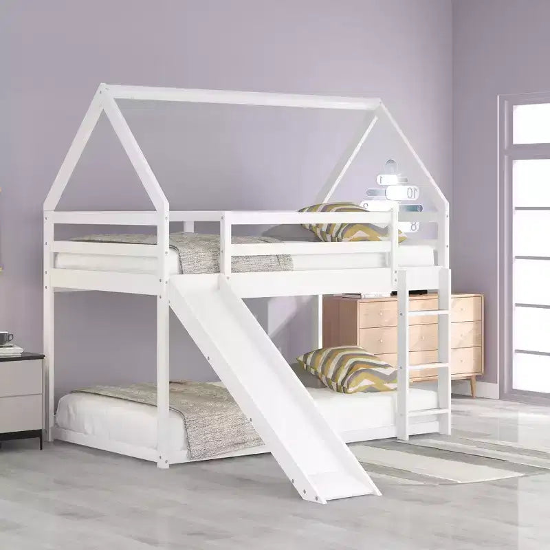 Lit superposé cabane Whisen une place avec toboggan et échelle