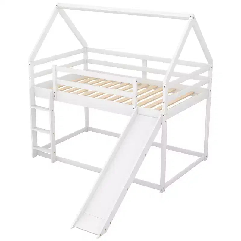 Lit superposé cabane Whisen une place avec toboggan et échelle