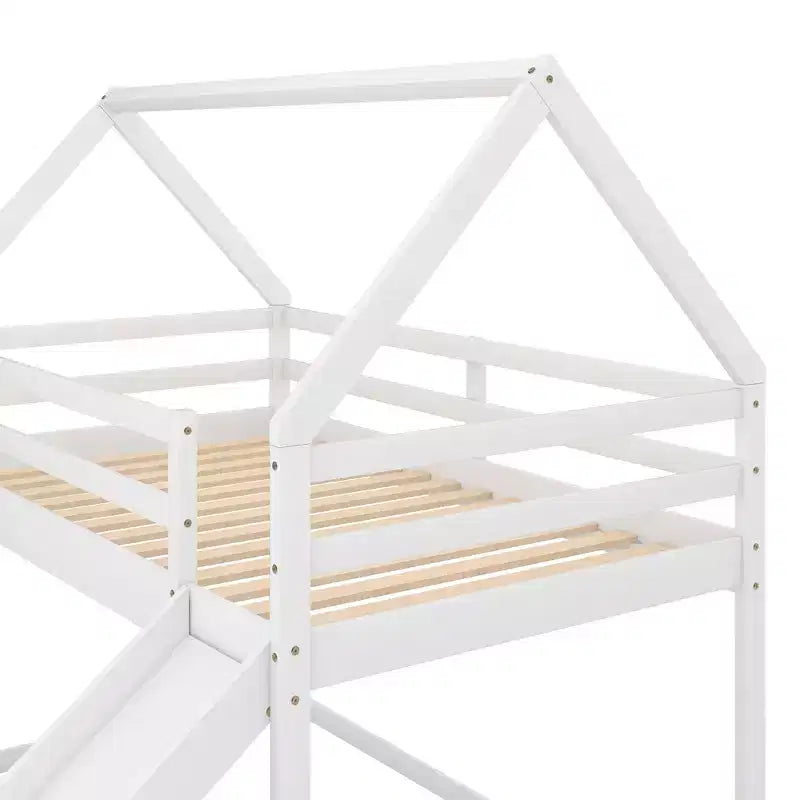 Lit superposé cabane Whisen une place avec toboggan et échelle