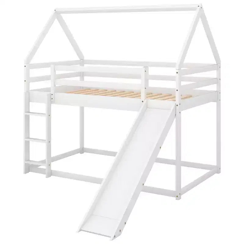 Lit superposé cabane Whisen une place avec toboggan et échelle