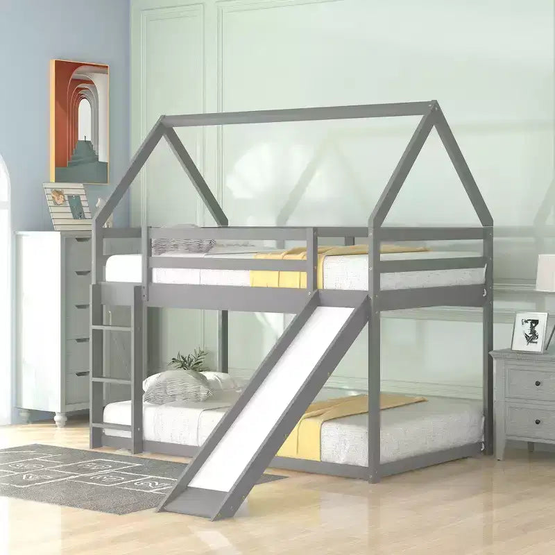 Lit superposé cabane Whisen une place avec toboggan et échelle