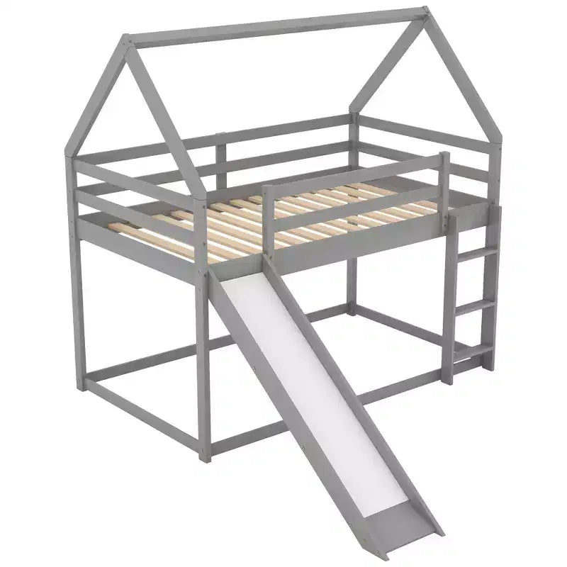 Lit superposé cabane Whisen une place avec toboggan et échelle