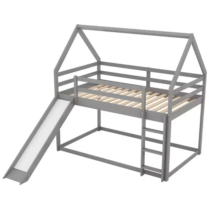 Lit superposé cabane Whisen une place avec toboggan et échelle