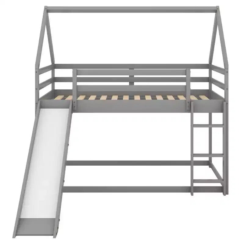 Lit superposé cabane Whisen une place avec toboggan et échelle