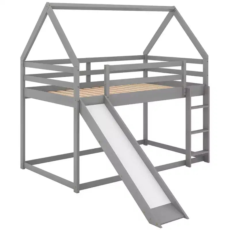 Lit superposé cabane Whisen une place avec toboggan et échelle