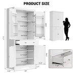 Meuble de rangement pour garde-manger de cuisine de 183 cm, avec 2 tiroirs, 2 placards, 3 étagères réglables, 6 étagères de porte, armoire autoportante pour cuisine et salon