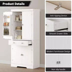 Meuble de rangement pour garde-manger de cuisine de 183 cm, avec 2 tiroirs, 2 placards, 3 étagères réglables, 6 étagères de porte, armoire autoportante pour cuisine et salon