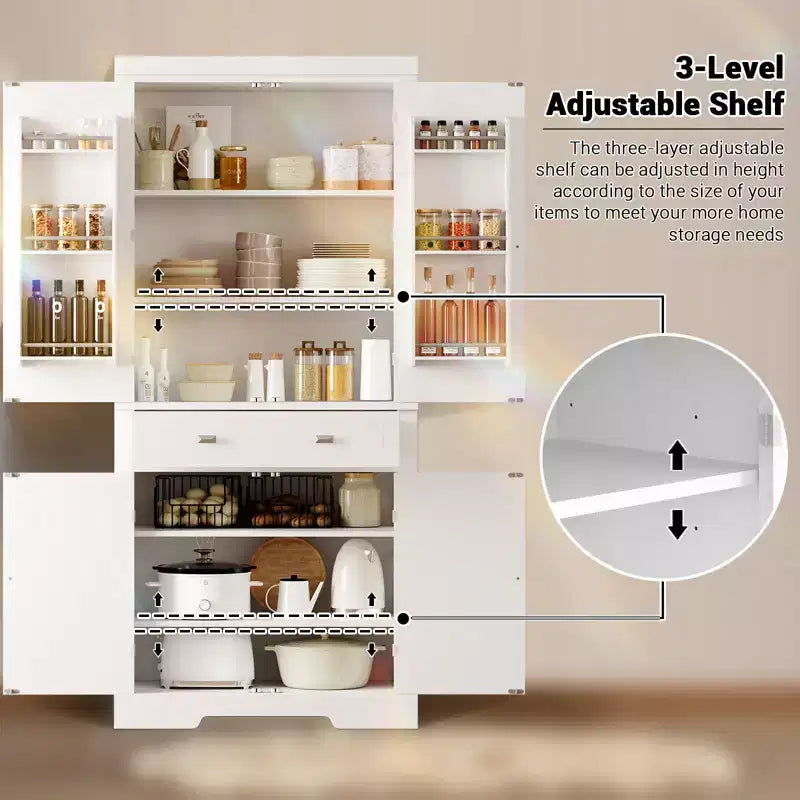 Meuble de rangement pour garde-manger de cuisine de 183 cm, avec 2 tiroirs, 2 placards, 3 étagères réglables, 6 étagères de porte, armoire autoportante pour cuisine et salon