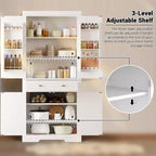 Meuble de rangement pour garde-manger de cuisine de 183 cm, avec 2 tiroirs, 2 placards, 3 étagères réglables, 6 étagères de porte, armoire autoportante pour cuisine et salon