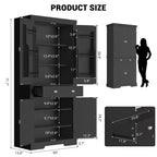 Meuble de rangement pour garde-manger de cuisine de 183 cm, avec 2 tiroirs, 2 placards, 3 étagères réglables, 6 étagères de porte, armoire autoportante pour cuisine et salon