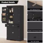 Meuble de rangement pour garde-manger de cuisine de 183 cm, avec 2 tiroirs, 2 placards, 3 étagères réglables, 6 étagères de porte, armoire autoportante pour cuisine et salon