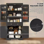 Meuble de rangement pour garde-manger de cuisine de 183 cm, avec 2 tiroirs, 2 placards, 3 étagères réglables, 6 étagères de porte, armoire autoportante pour cuisine et salon