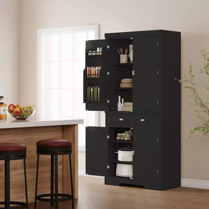 Meuble de rangement pour garde-manger de cuisine de 183 cm, avec 2 tiroirs, 2 placards, 3 étagères réglables, 6 étagères de porte, armoire autoportante pour cuisine et salon