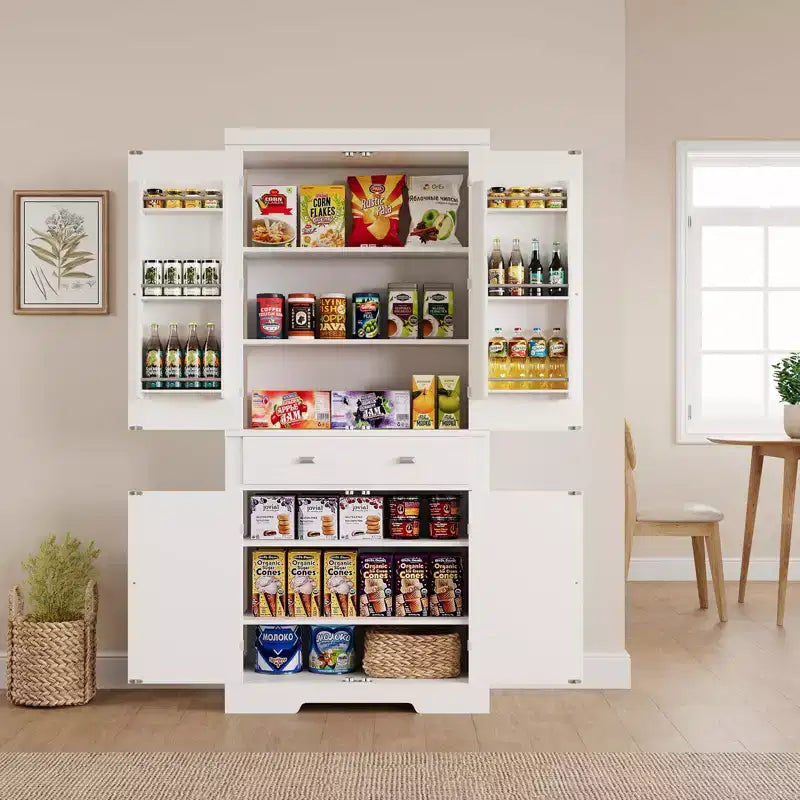 Meuble de rangement pour garde-manger de cuisine de 183 cm, avec 2 tiroirs, 2 placards, 3 étagères réglables, 6 étagères de porte, armoire autoportante pour cuisine et salon