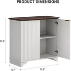 Meuble de buffet de ferme Acekool – Portes cannelées et étagères réglables pour cuisine, salle à manger et salon (chêne naturel)
