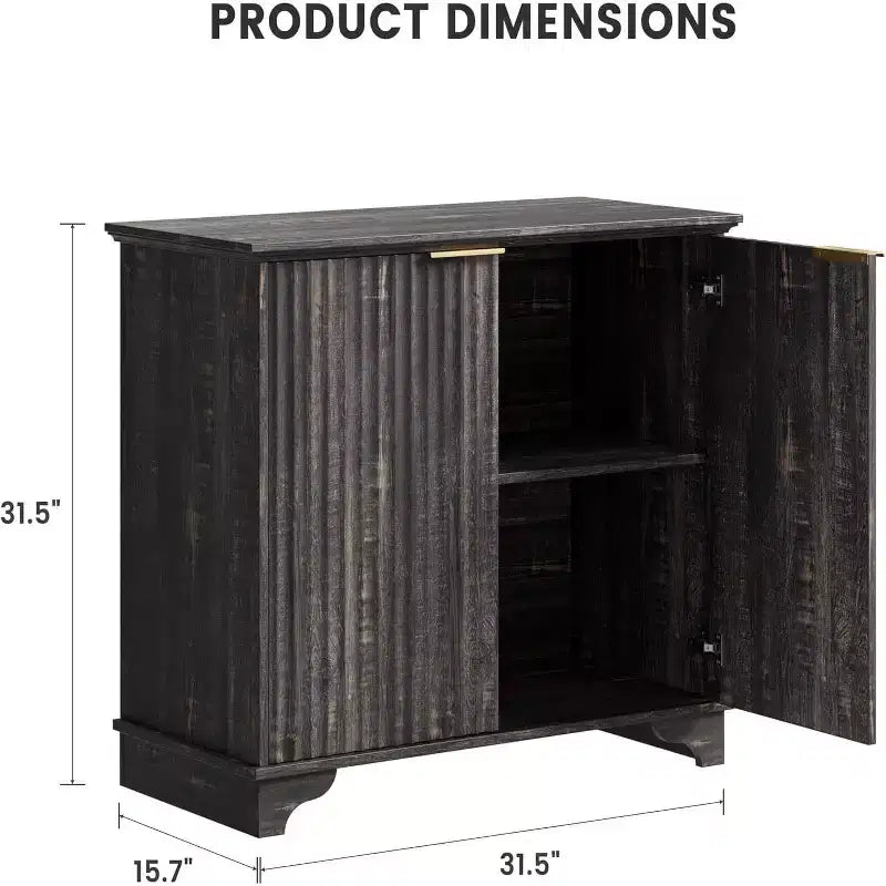 Meuble de buffet de ferme Acekool – Portes cannelées et étagères réglables pour cuisine, salle à manger et salon (chêne naturel)