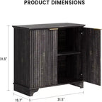 Meuble de buffet de ferme Acekool – Portes cannelées et étagères réglables pour cuisine, salle à manger et salon (chêne naturel)