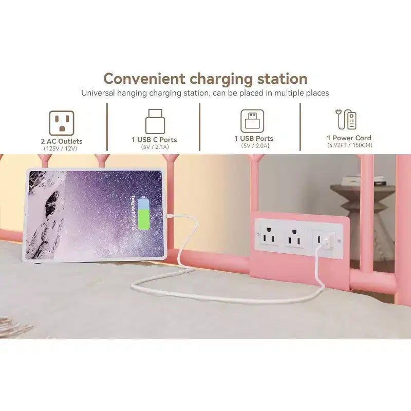 Cadre de lit, lit de repos double avec lit gigogne, canapé convertible 2-en-1, lit en métal peu encombrant, pour petits espaces, appartements, salon