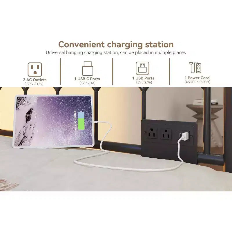 Cadre de lit, lit de repos double avec lit gigogne, canapé convertible 2-en-1, lit en métal peu encombrant, pour petits espaces, appartements, salon