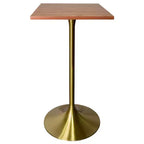 Table à manger hauteur bar carrée LeisureMod Verve 24 - Plateau en MDF moderne avec piédestal doré brossé Table hauteur comptoir pour cuisine, maison et pub