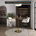 Table à manger hauteur bar carrée LeisureMod Verve 24 - Plateau en MDF moderne avec piédestal doré brossé Table hauteur comptoir pour cuisine, maison et pub