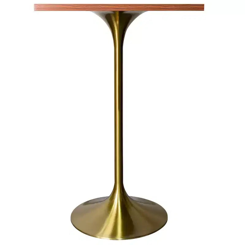 Table à manger hauteur bar carrée LeisureMod Verve 24 - Plateau en MDF moderne avec piédestal doré brossé Table hauteur comptoir pour cuisine, maison et pub