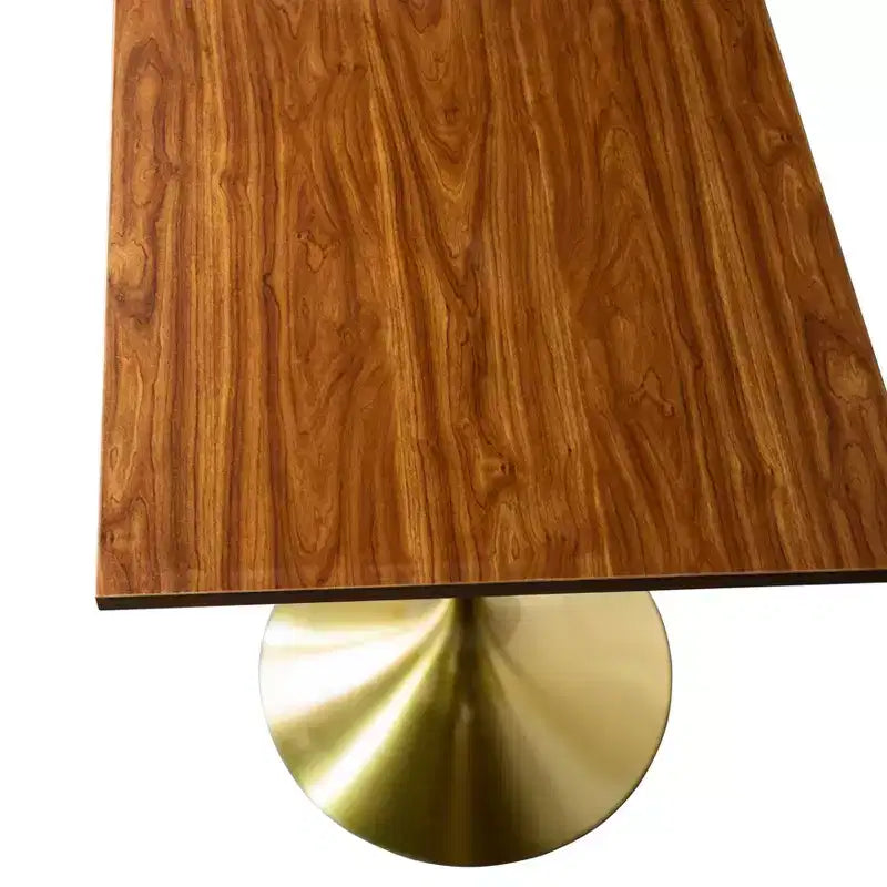 Table à manger hauteur bar carrée LeisureMod Verve 24 - Plateau en MDF moderne avec piédestal doré brossé Table hauteur comptoir pour cuisine, maison et pub