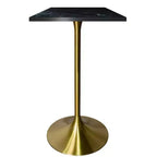 Table à manger hauteur bar carrée LeisureMod Verve 24 - Plateau en MDF moderne avec piédestal doré brossé Table hauteur comptoir pour cuisine, maison et pub